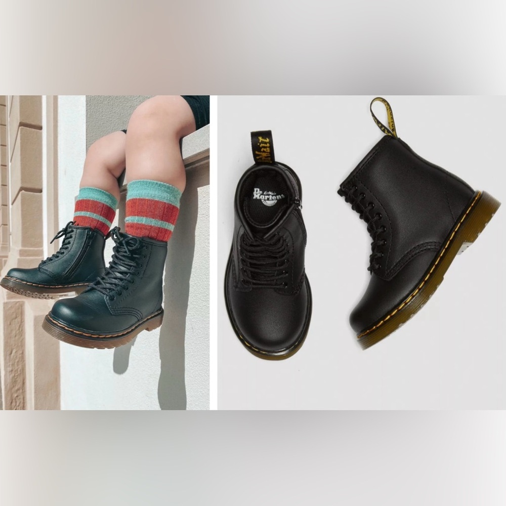 Dr. Martens Softy Leather Lace Up Zip Boots 1460
Sz 6 Toddler Black Shoes Kids